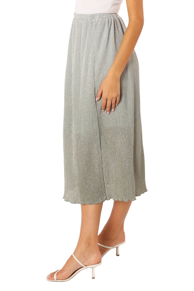 Margurita Metallic Midi Skirt, Alternate, color, AQUA
