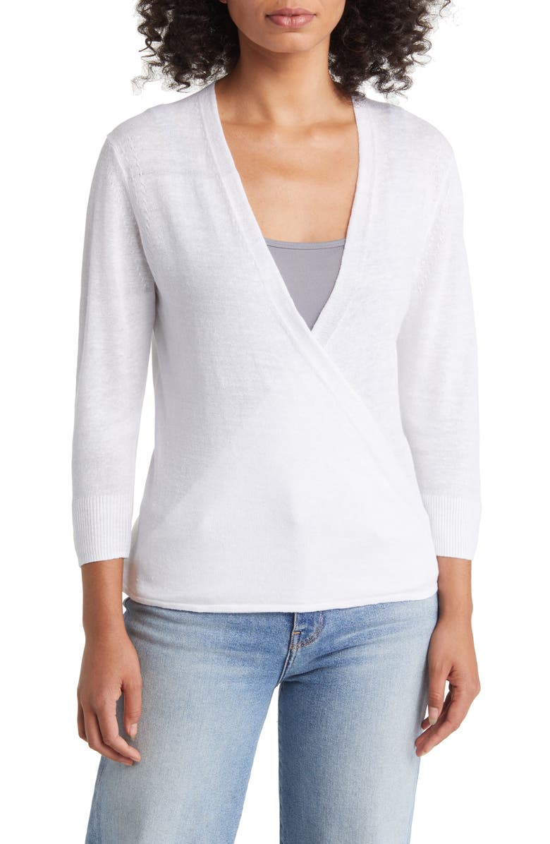 Tommy Bahama Addison Linen Blend Cardigan, Main, color, White