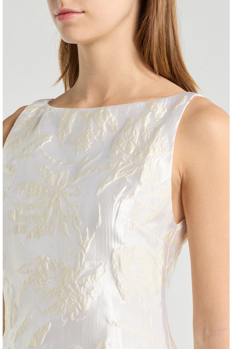 Mimi Metallic Foral Satin Brocade Dress, Alternate, color, BOTANICA IVORY