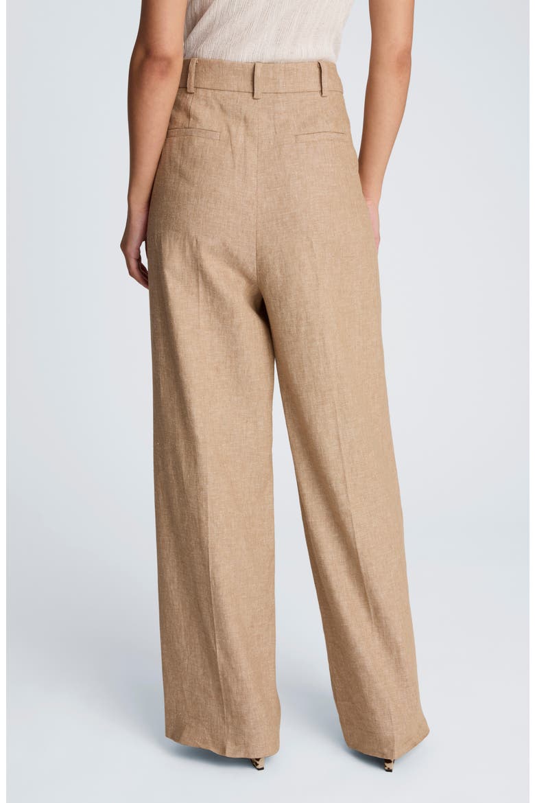 Double Pleat Wide Leg Linen Blend Pants, Alternate, color, MESA TAUP/ MELANGE