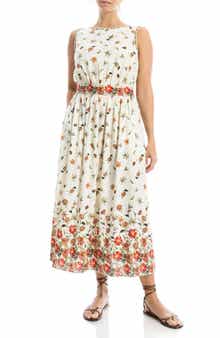 Floral Sleeveless Boat Neck Maxi Dress