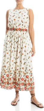MAX STUDIO Floral Sleeveless Boat Neck Maxi Dress
