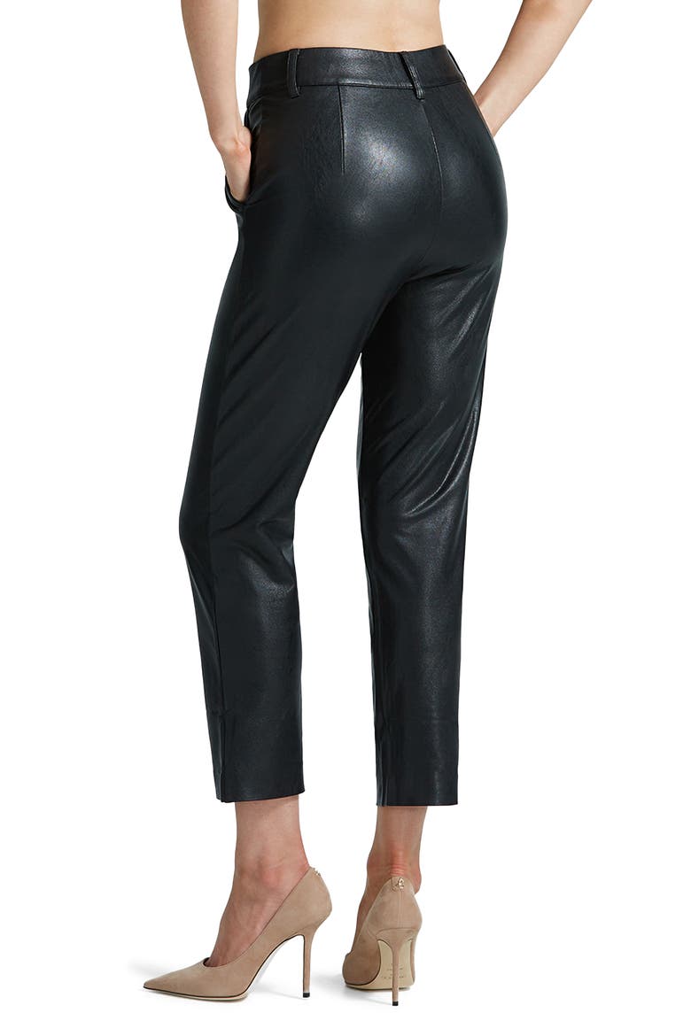 Tapered Faux Leather Crop Pants, Alternate, color, BLACK
