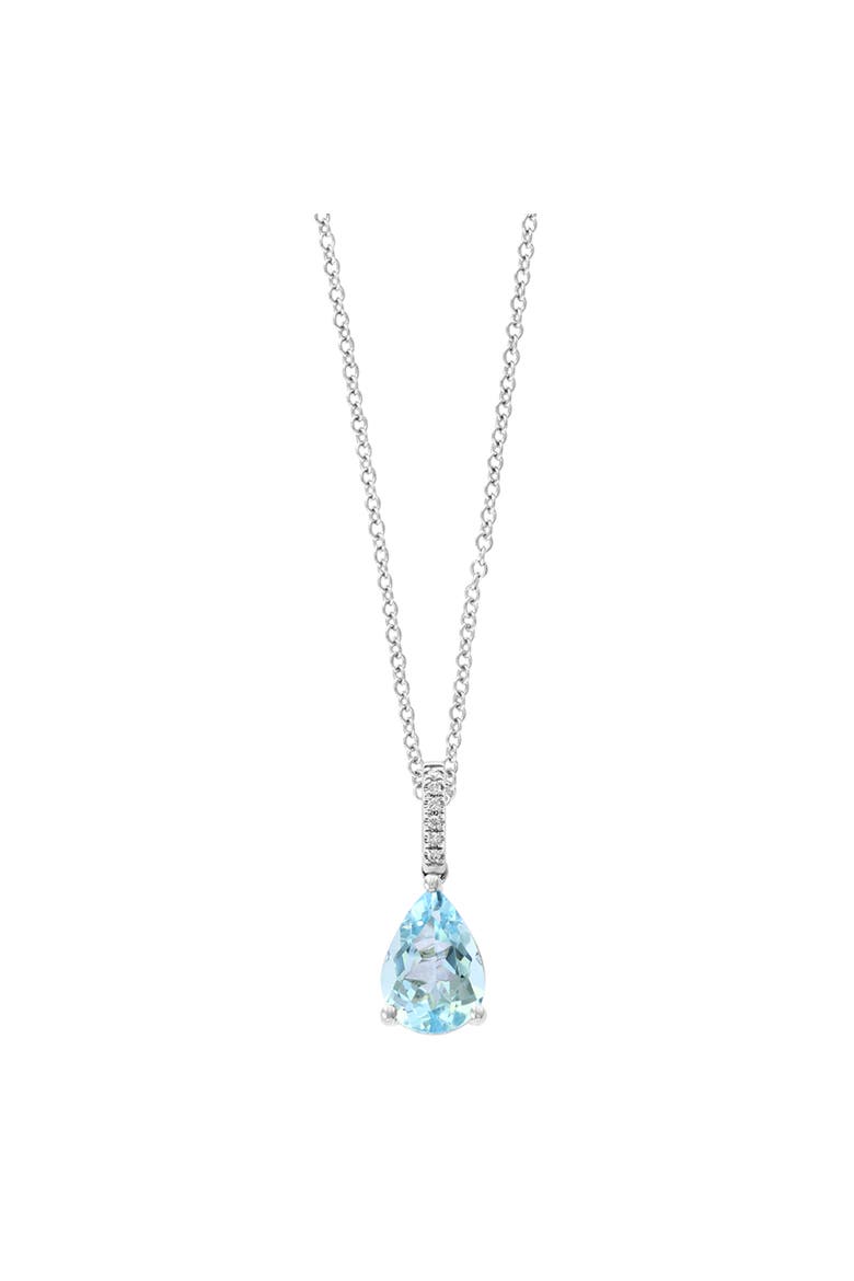 14K White Gold Diamond,Aquamarine Pendant, Main, color, 14K Gold