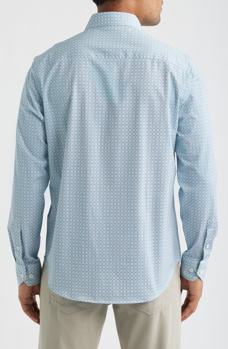 Bugatchi James OoohCotton<sup>®</sup> Geo Print Button-Up Shirt, Alternate, color, Teal