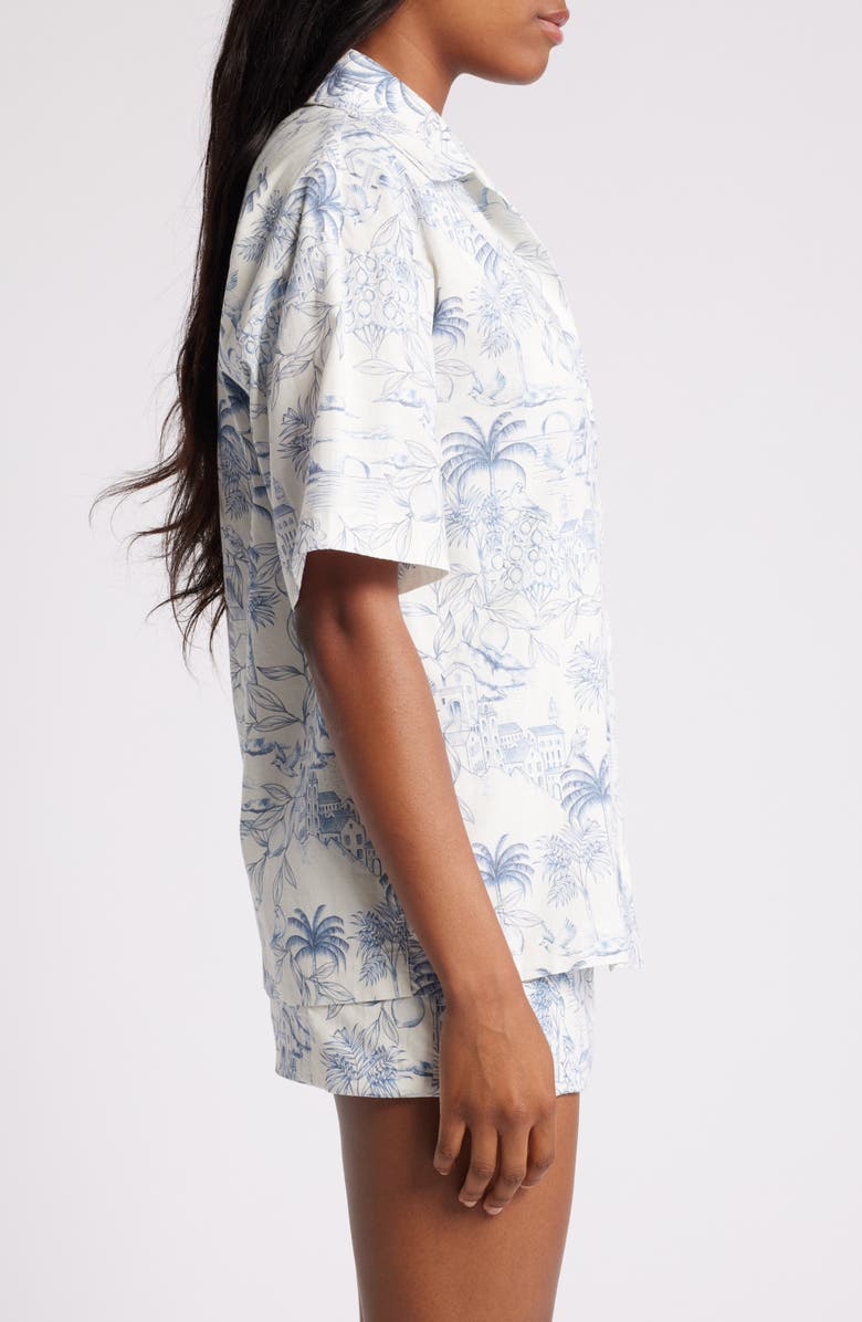 Mistress Rocks Print Relaxed Camp Shirt, Alternate, color, White Garden Print