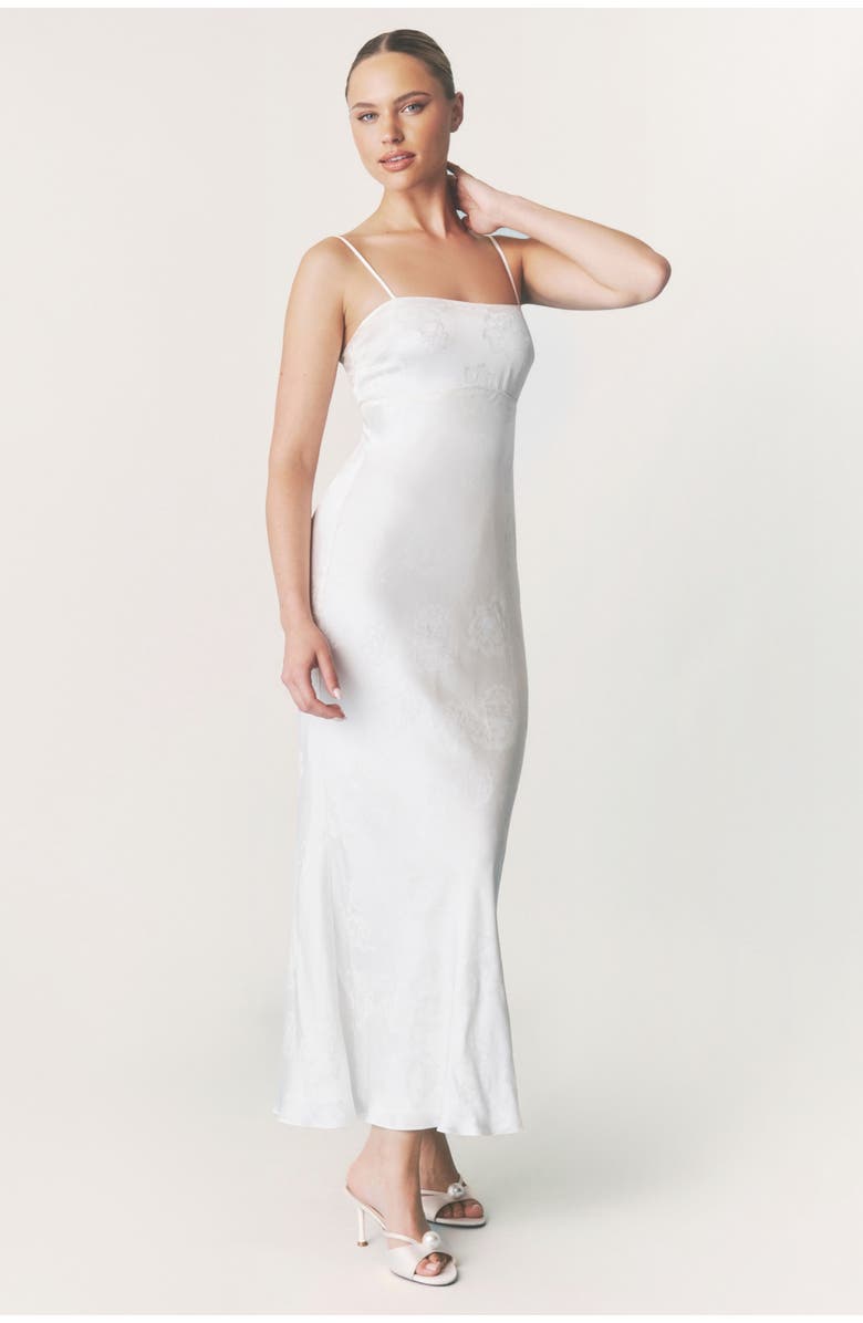 Six Stories Paloma Satin Floral Jacquard Maxi Dress, Main, color, 