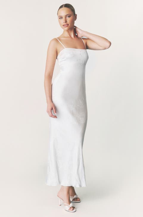 Paloma Satin Floral Jacquard Maxi Dress