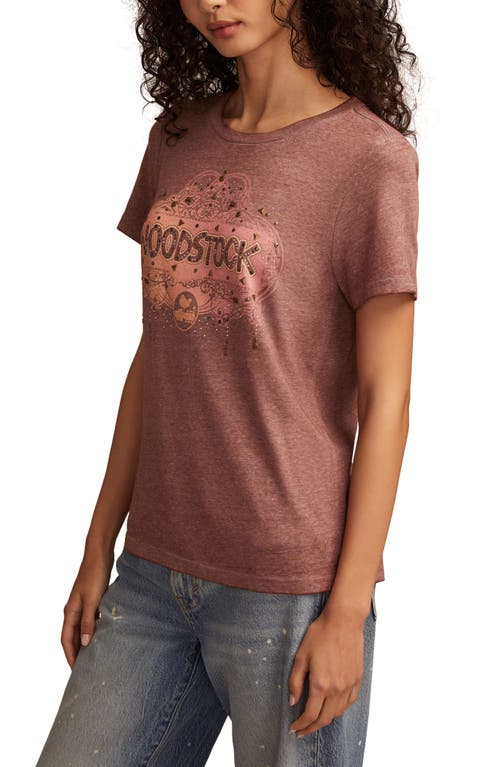 Lucky Brand Woodstock Embellished Graphic T-shirt In Brown