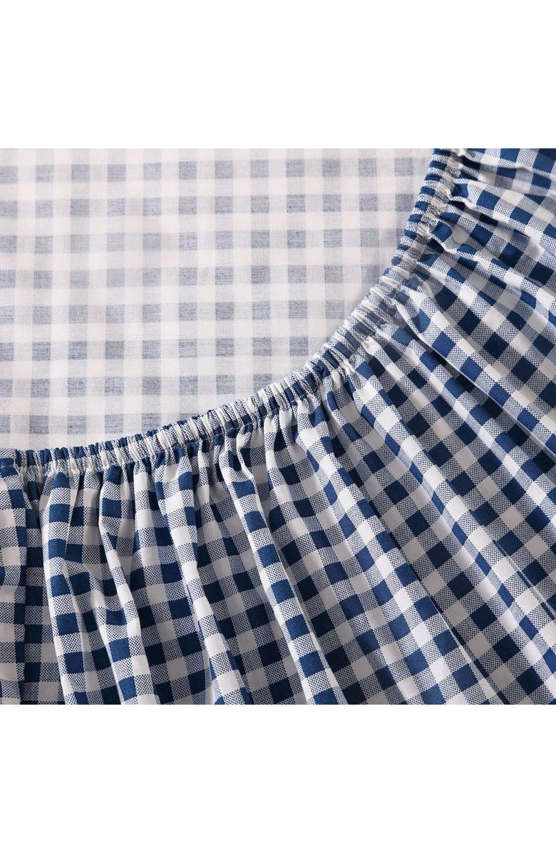 POPPY AND FRITZ Gingham Plaid 200 Thread Count Cotton Percale Sheet Set, Alternate, color, Navy