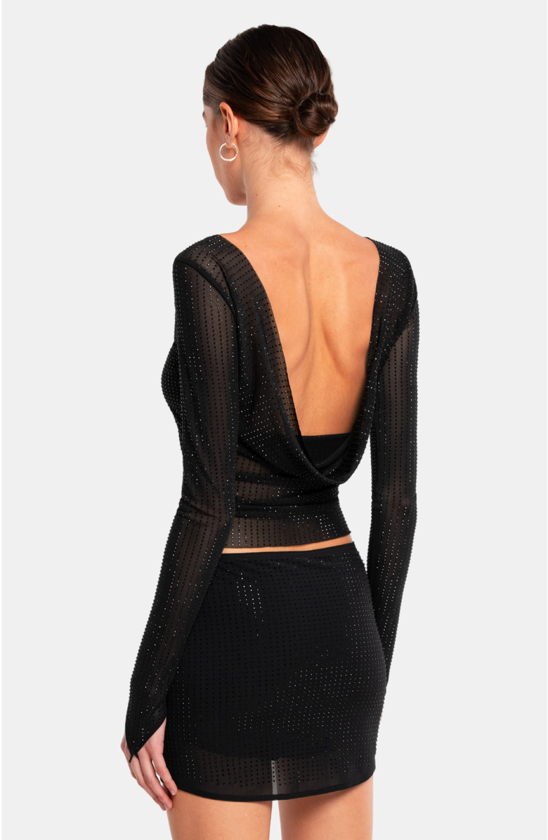 OW Collection Mesha Rhinestone Blouse, Alternate, color, Black