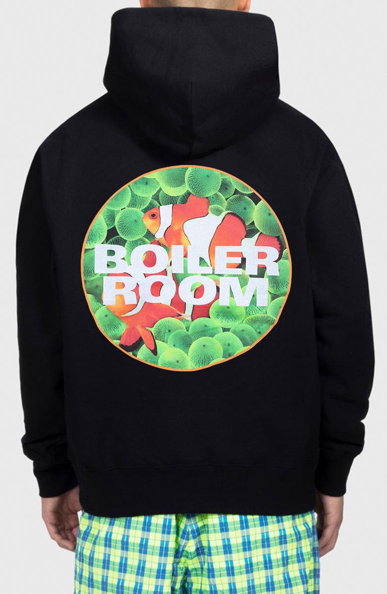 PLEASURES x Boiler Room Clownfish Oversize Graphic Hoodie, Alternate, color, Black