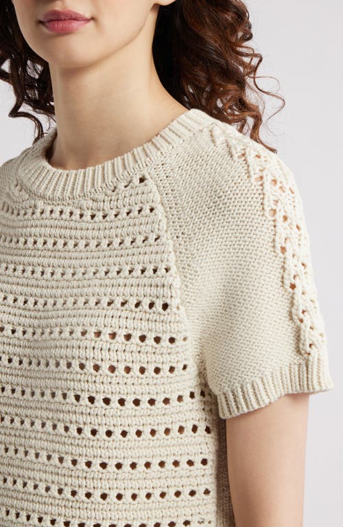 Treasure & Bond Pointelle Raglan Sleeve Sweater In Ivory Dove