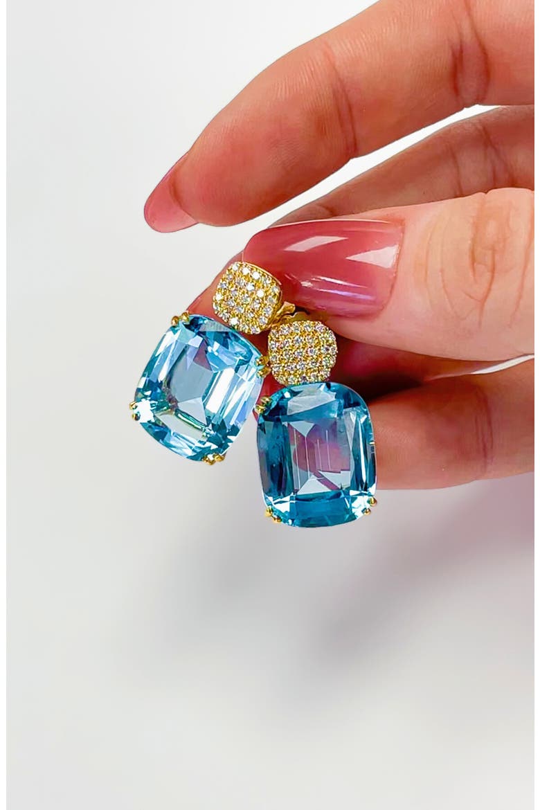 Gossip Cushion Cut Drop Earrings, Alternate, color, PALE BLUE