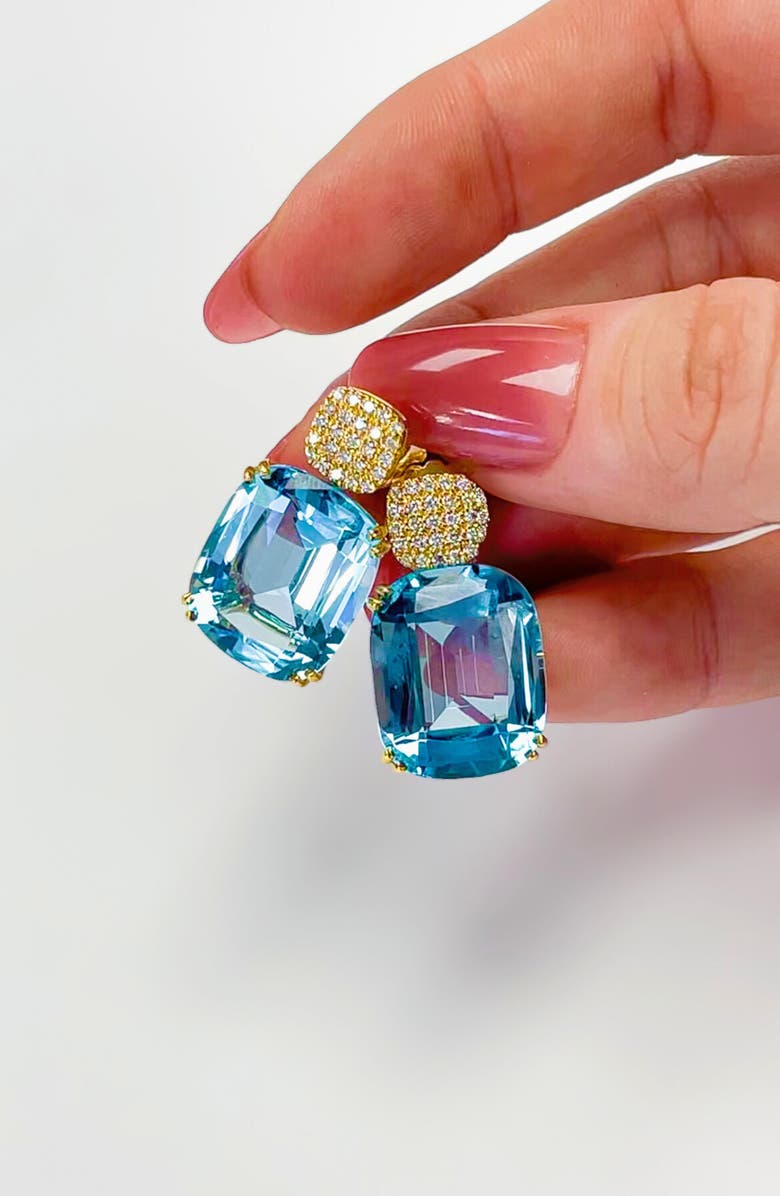 GOSHWARA Gossip Cushion Cut Drop Earrings, Alternate, color, Pale Blue