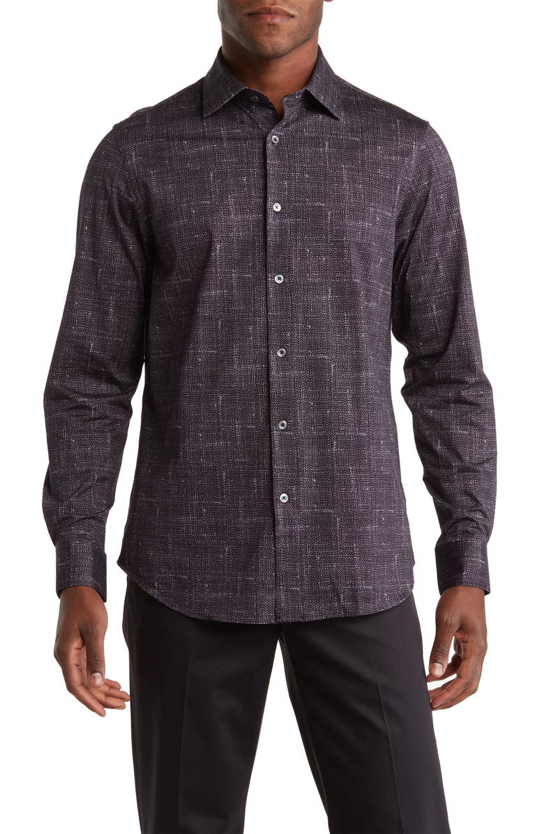 Bugatchi Classic Fit 4-Way Stretch Cotton Dress Shirt, Main, color,