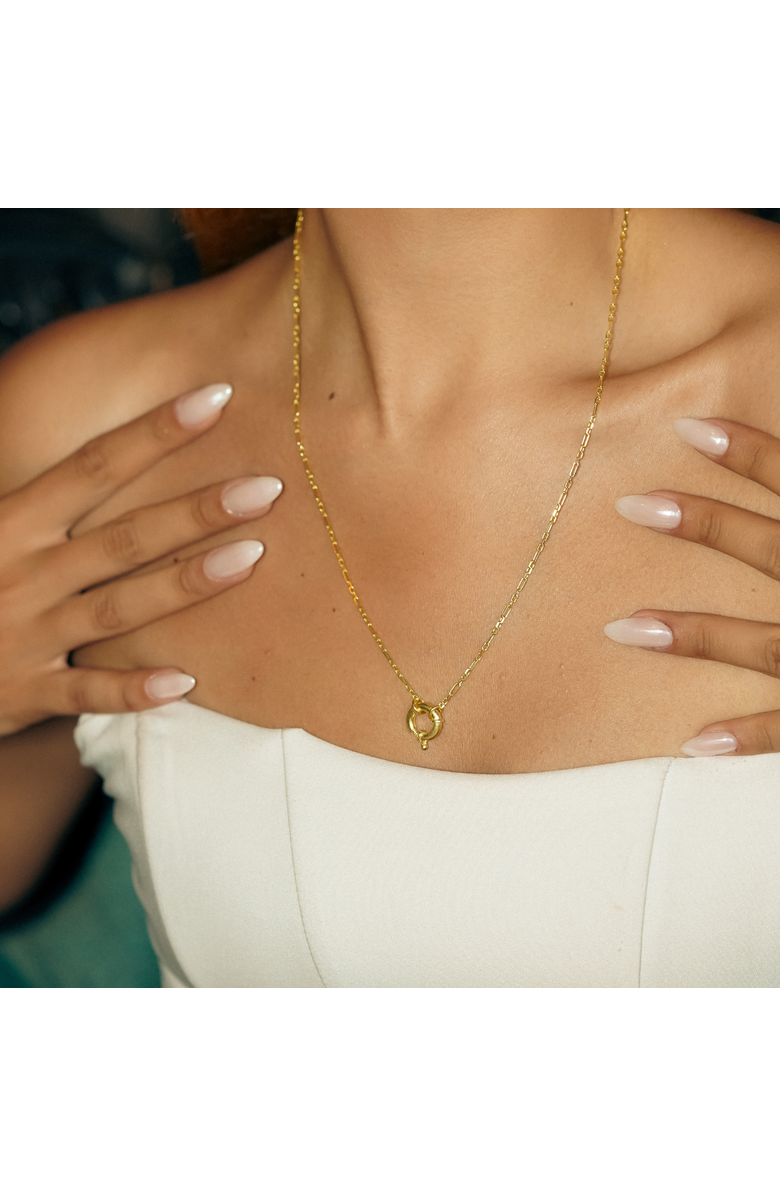 Spero London Large Lock Sterling Silver Chain Necklace, Alternate, color, Gold