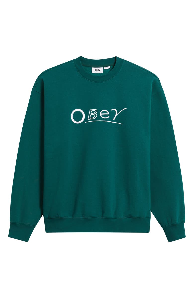 Obey Headlines Logo Sweatshirt, Alternate, color, Botanical Garden