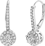 LuvMyJewelry Raine Pave Round Diamond Drop Huggie Hoop Earrings in 14K Gold