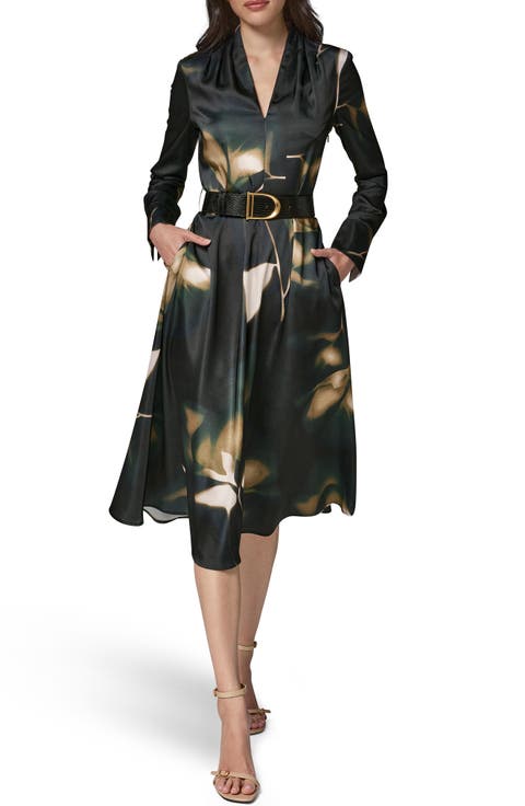 Belted Long Sleeve Dress