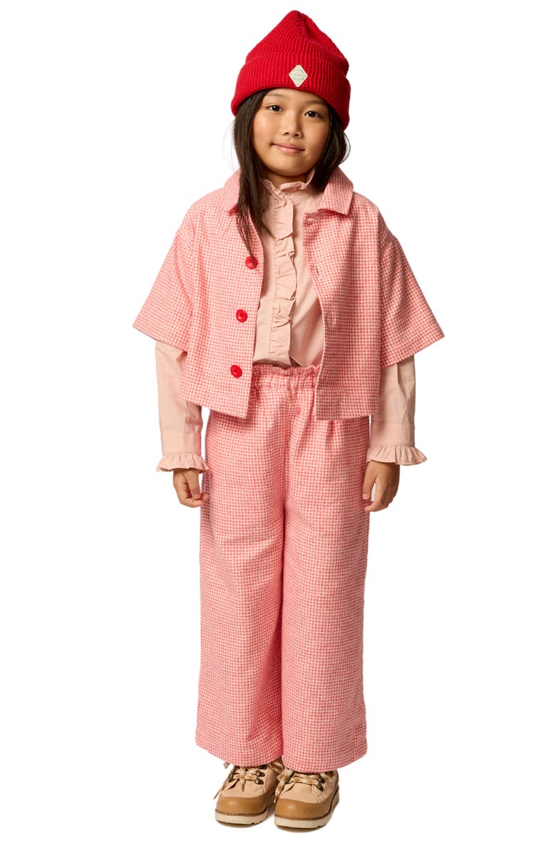 The Sunday Collective Kids' Houndstooth Cotton Paperbag Waist Pants, Alternate, color, 