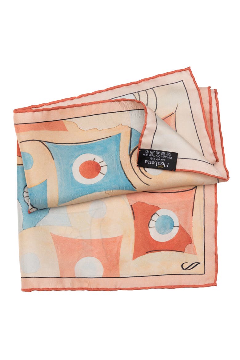Prato - Silk Pocket Square for Men, Alternate, color, Tangerine