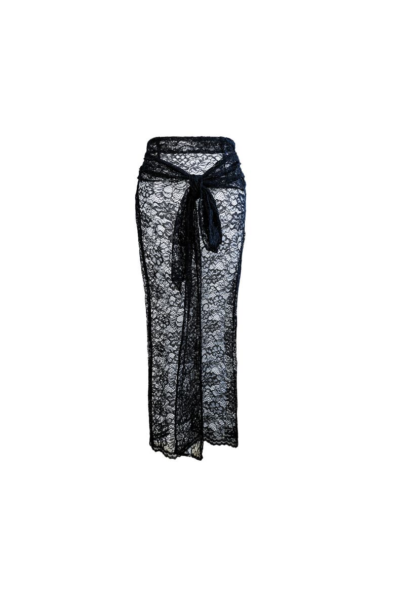 Mila See Thru Lace Skirt, Main, color, Black