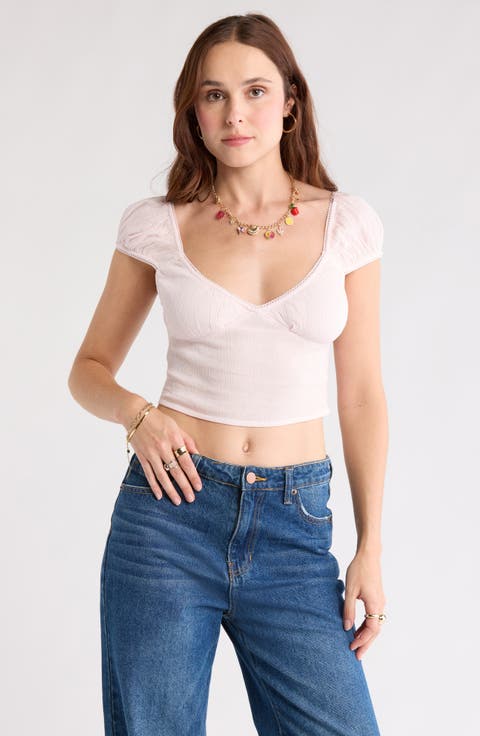 Smocked Cap Sleeve Crop Top