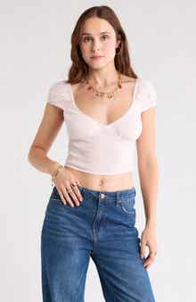 Abound Smocked Cap Sleeve Crop Top