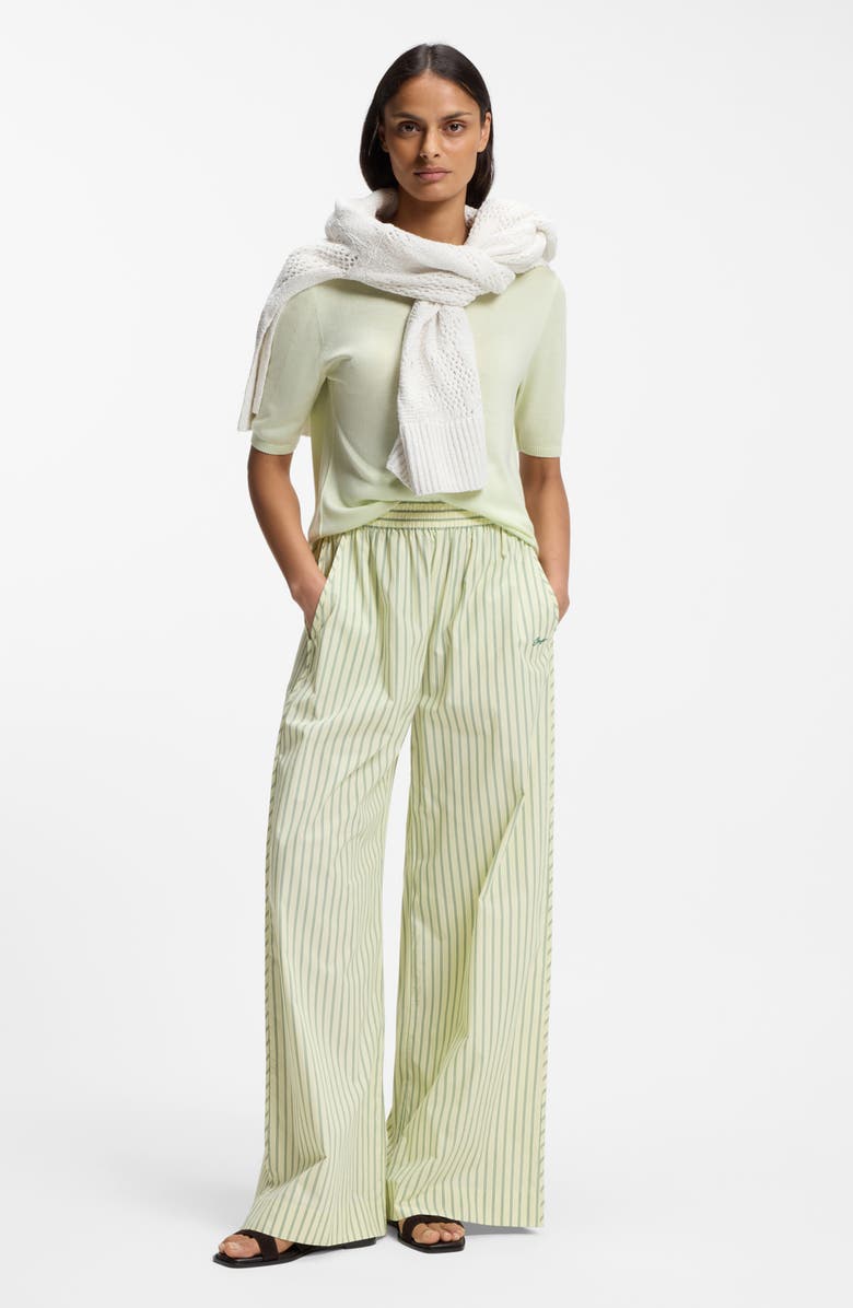 BOSS Orange Tiplyn Stripe Wide Leg Cotton Pants, Alternate, color, Amazonite Stripe