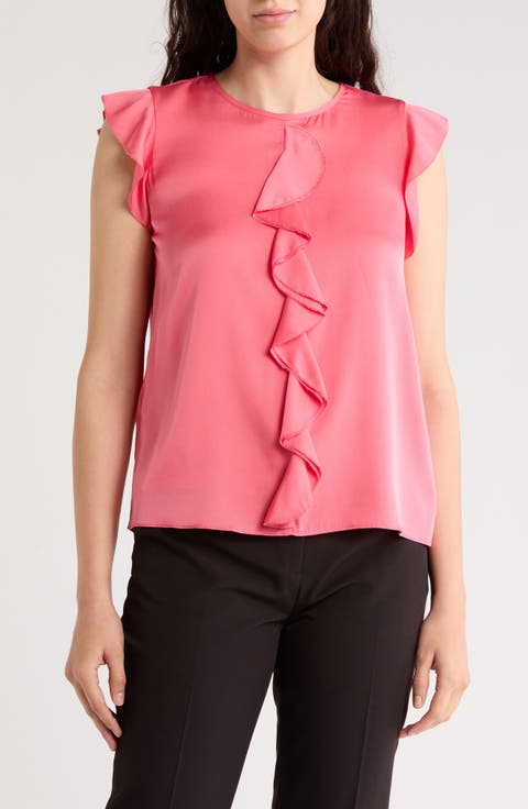 The Anya Ruffle Cap Sleeve Silk Blend Top