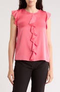 Elie Tahari The Anya Ruffle Cap Sleeve Silk Blend Top