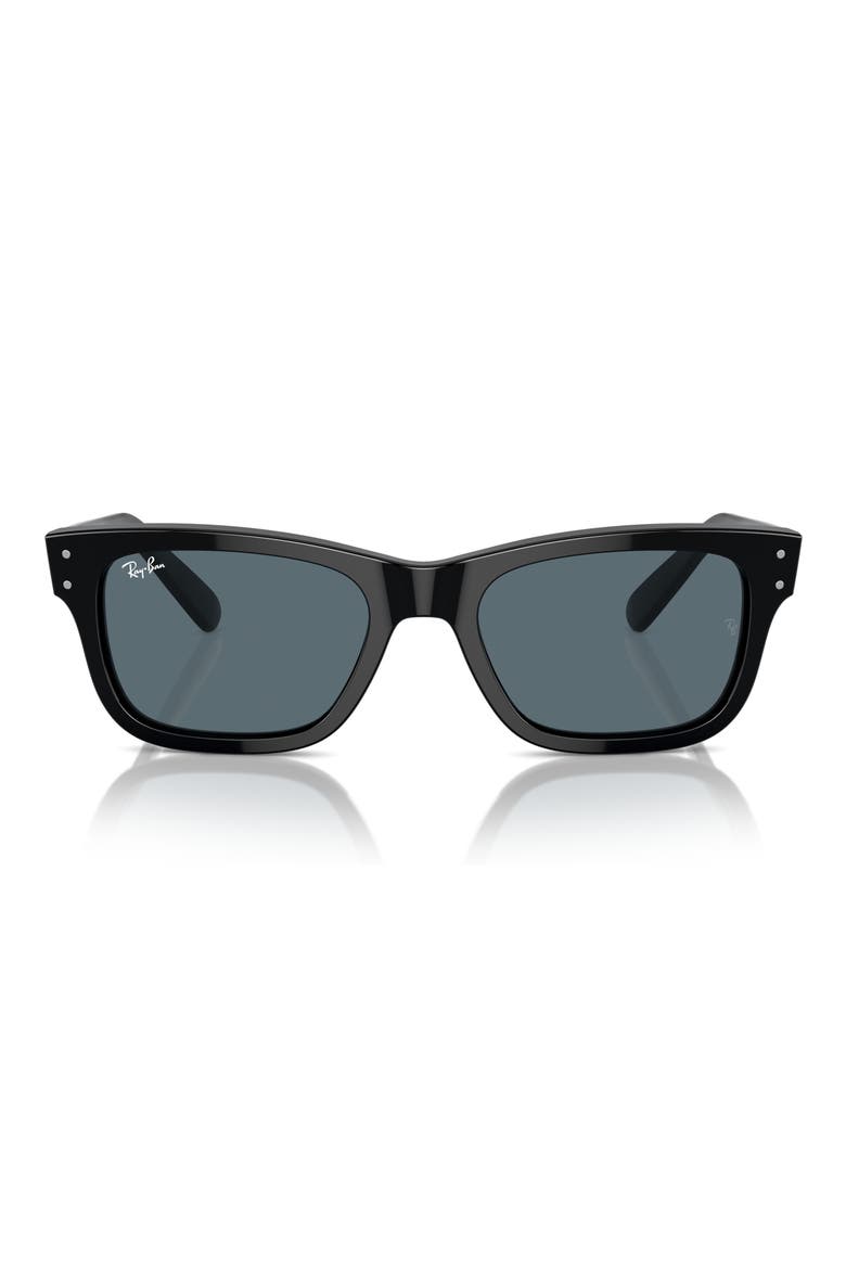 55mm Rectangular Sunglasses, Main, color, BLACK