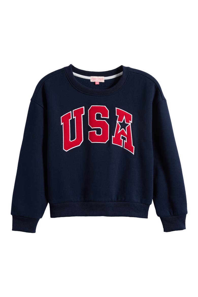 Kids' USA Crewneck Sweatshirt, Main, color, NAVY