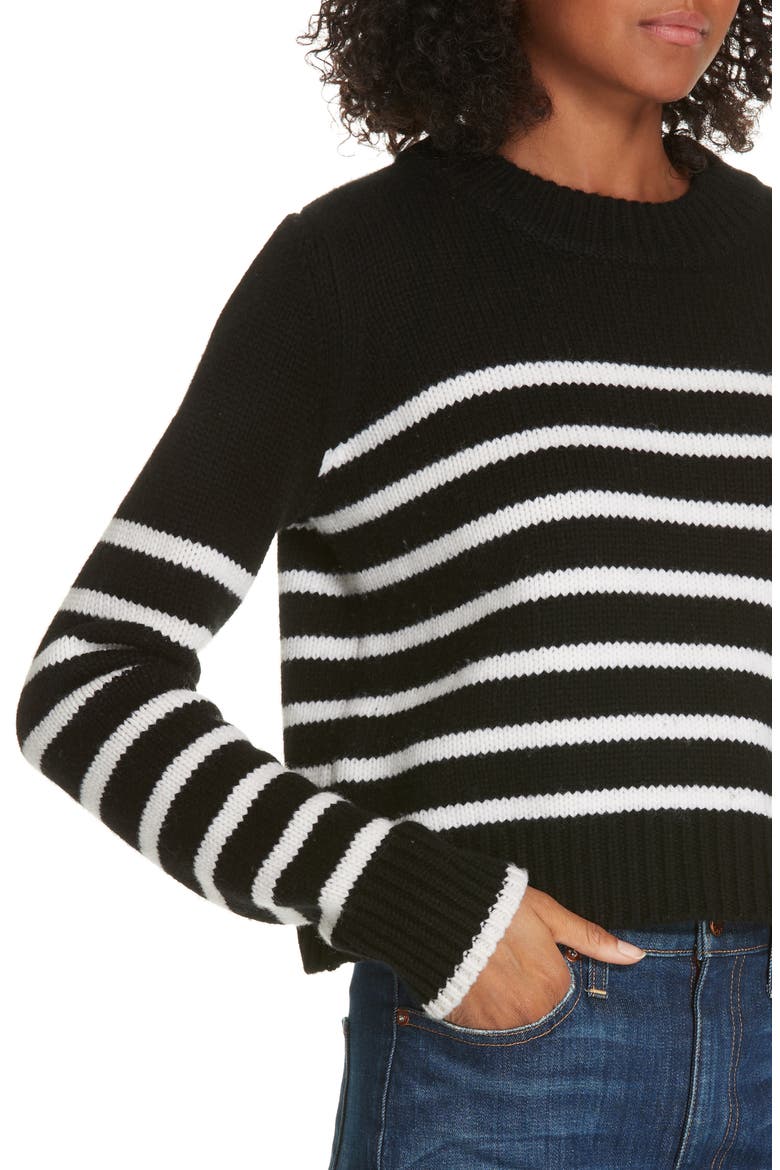 Mini Maren Wool & Cashmere Sweater, Alternate, color, BLACK/ CREAM
