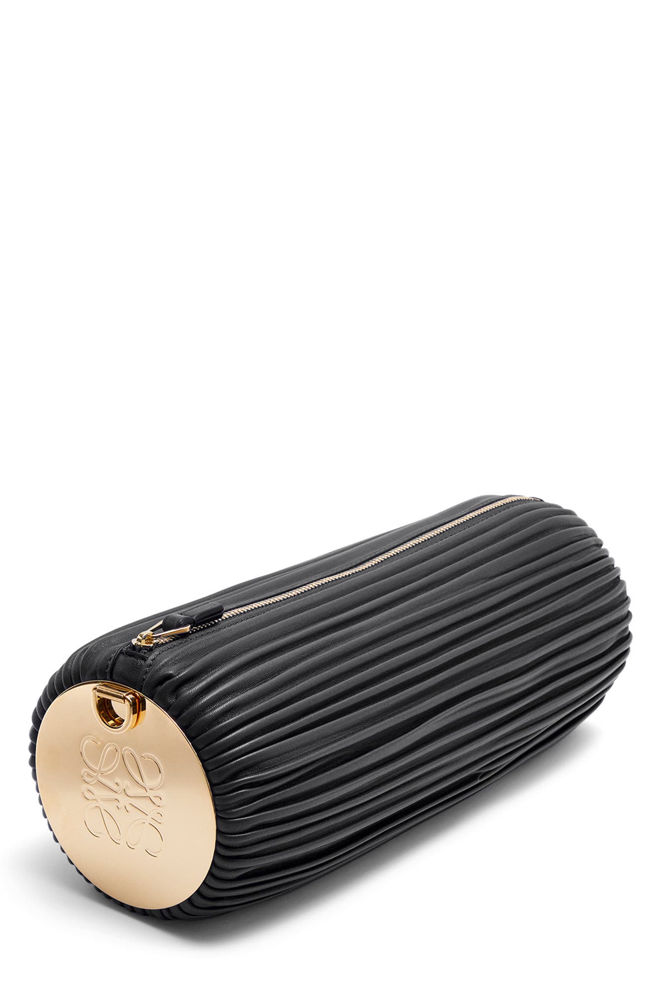 Loewe Pleated Leather Bracelet Pouch, Main, color, 