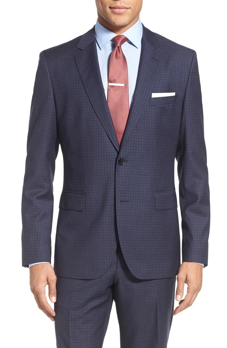 BOSS 'Johnstons/Lenon' Trim Fit Check Wool Suit, Alternate, color,