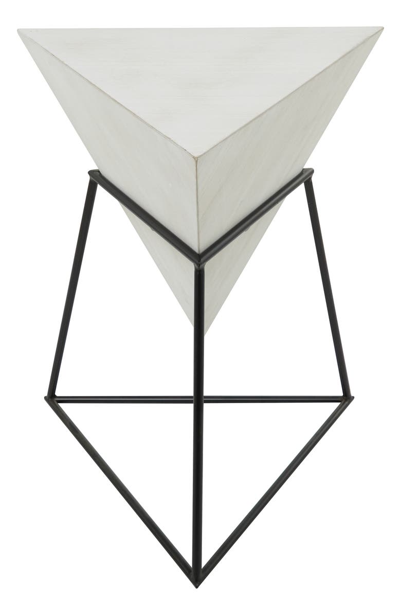 GINGER BIRCH STUDIO White Wood Modern Accent Table with Black Metal Stand, Main, color, 