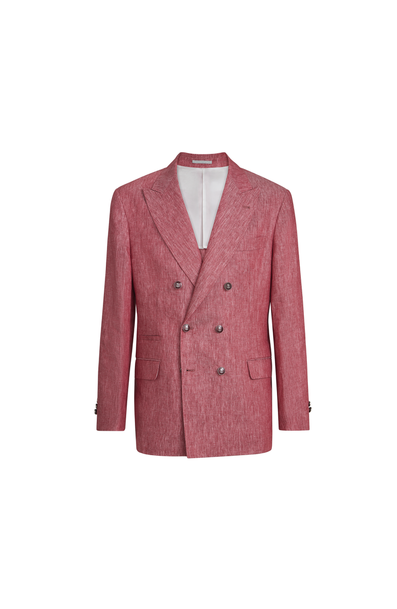 Brunello Cucinelli Linen denim jacket, Main, color, Strawberry