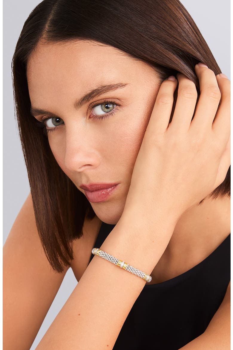 Signature Caviar Diamond Station Bracelet, Alternate, color, TWO-TONE