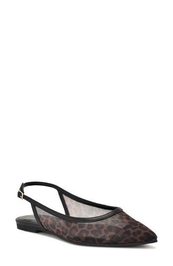 Nine West Brin Mesh Slingback Flat In Animal Print
