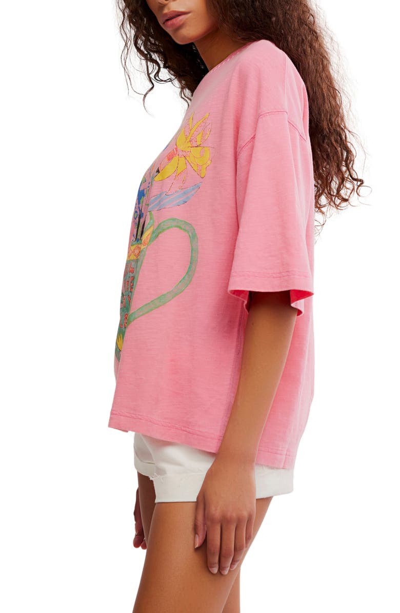 Free People In Spring Cotton Graphic T-Shirt, Alternate, color, Pink Poppy Combo