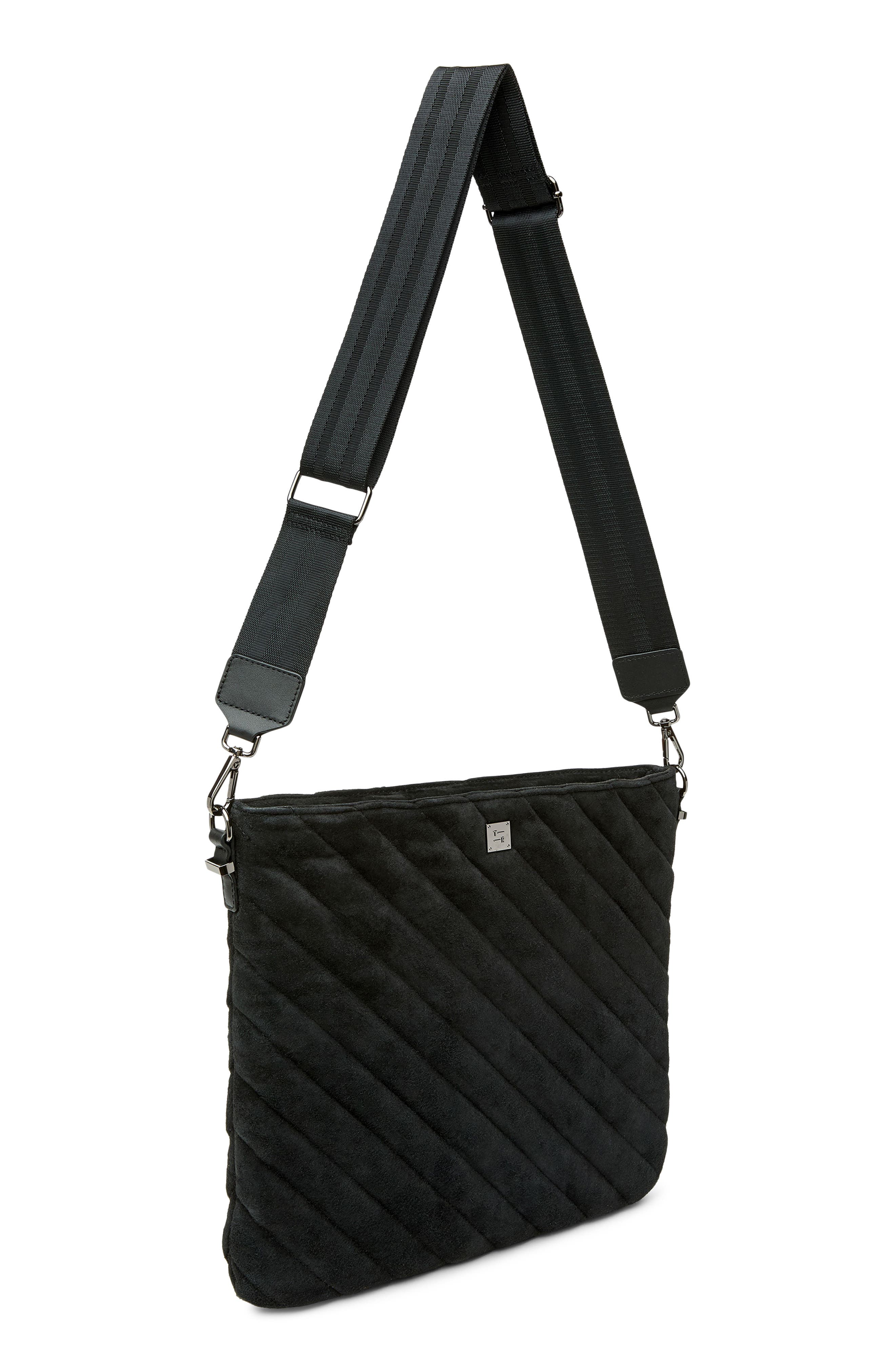 THINK ROYLN VIP Quilted Suede Shoulder Bag, Alternate, color, Black Suede