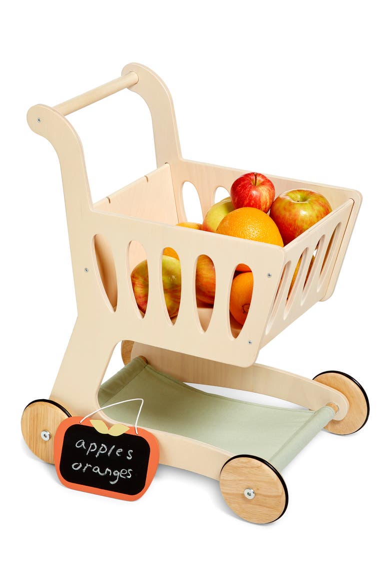 Wooden Play Shopping Cart, Alternate, color, MULTI