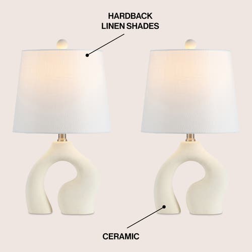 Jonathan Y Tula 19" Scandinavian Minimalist Ceramic Arch Led Table Lamp In Cream