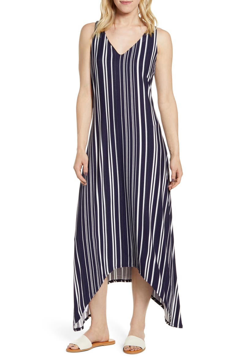 Anoche Stripe Maxi Dress, Main, color, BLACK