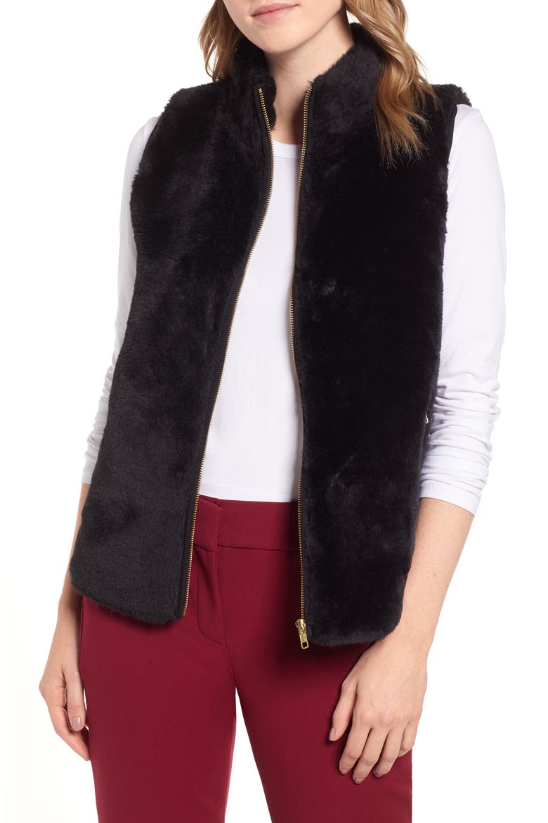 Plush Fleece Excursion Vest, Main, color, BLACK