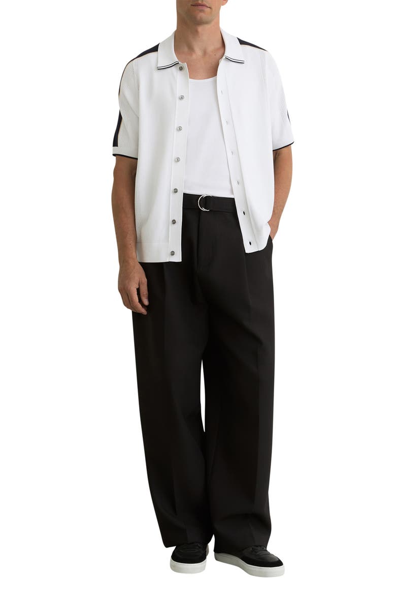 Farley Colorblock Short Sleeve Knit Button-Up Shirt, Alternate, color, NAVY/ WHITE