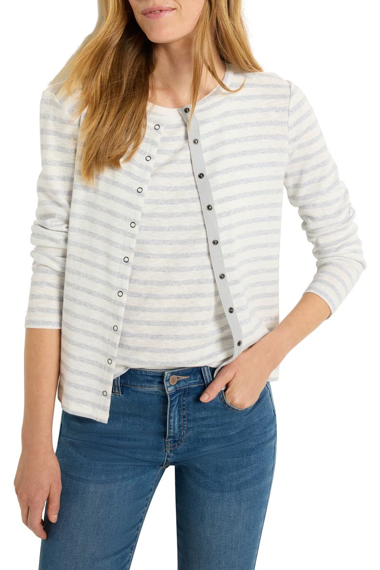 Stripe Front Snap Cardigan, Main, color, GREY MULTI