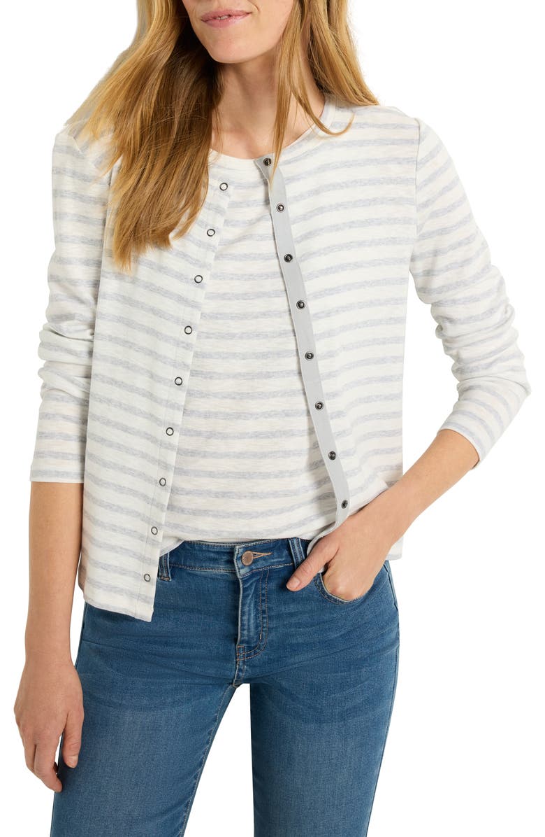 NZT by NIC+ZOE Stripe Front Snap Cardigan, Main, color,